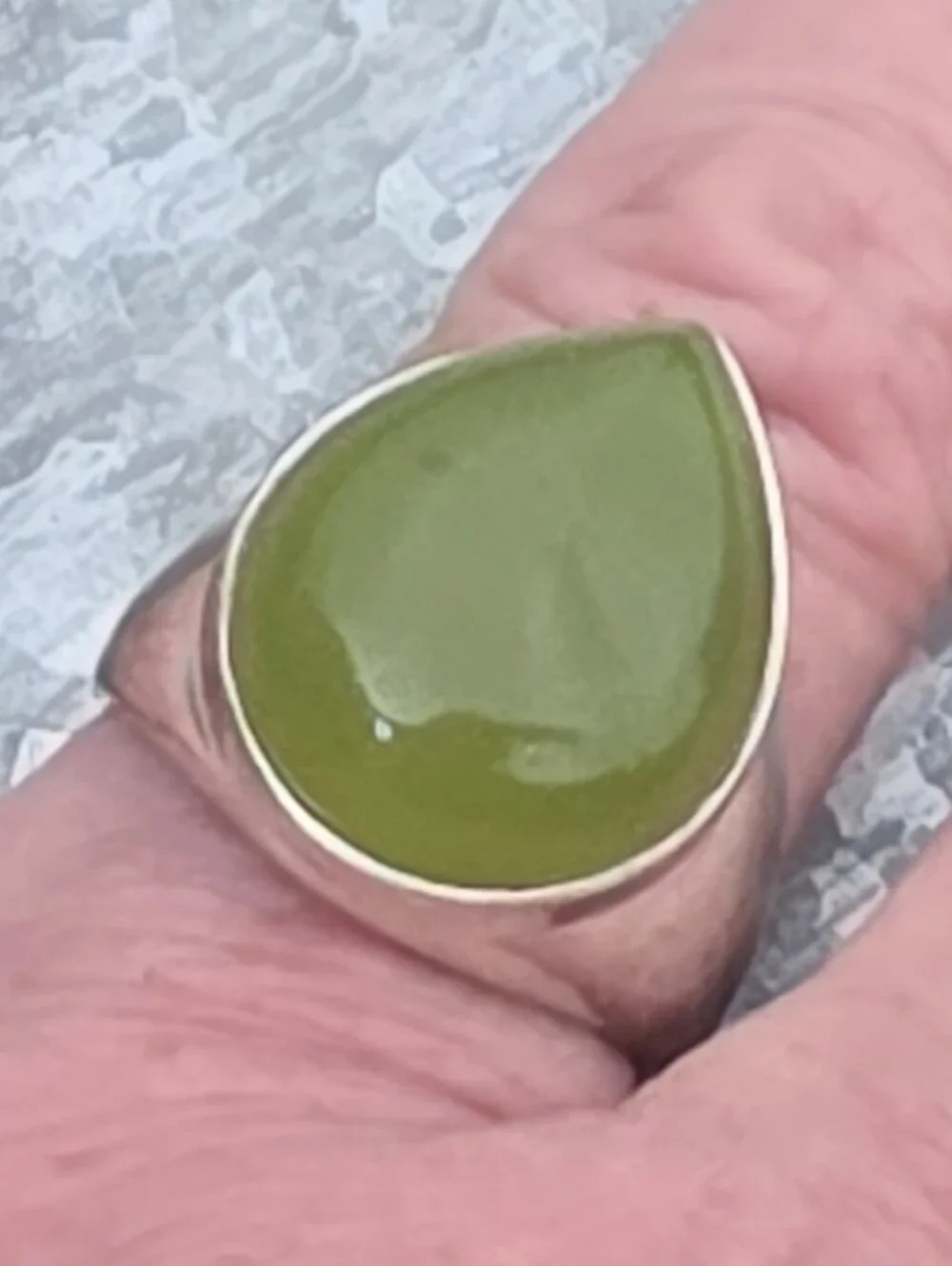 Olive Green Chalcedony Gemstone Ring In 925 Sterling Silver (9.5)
